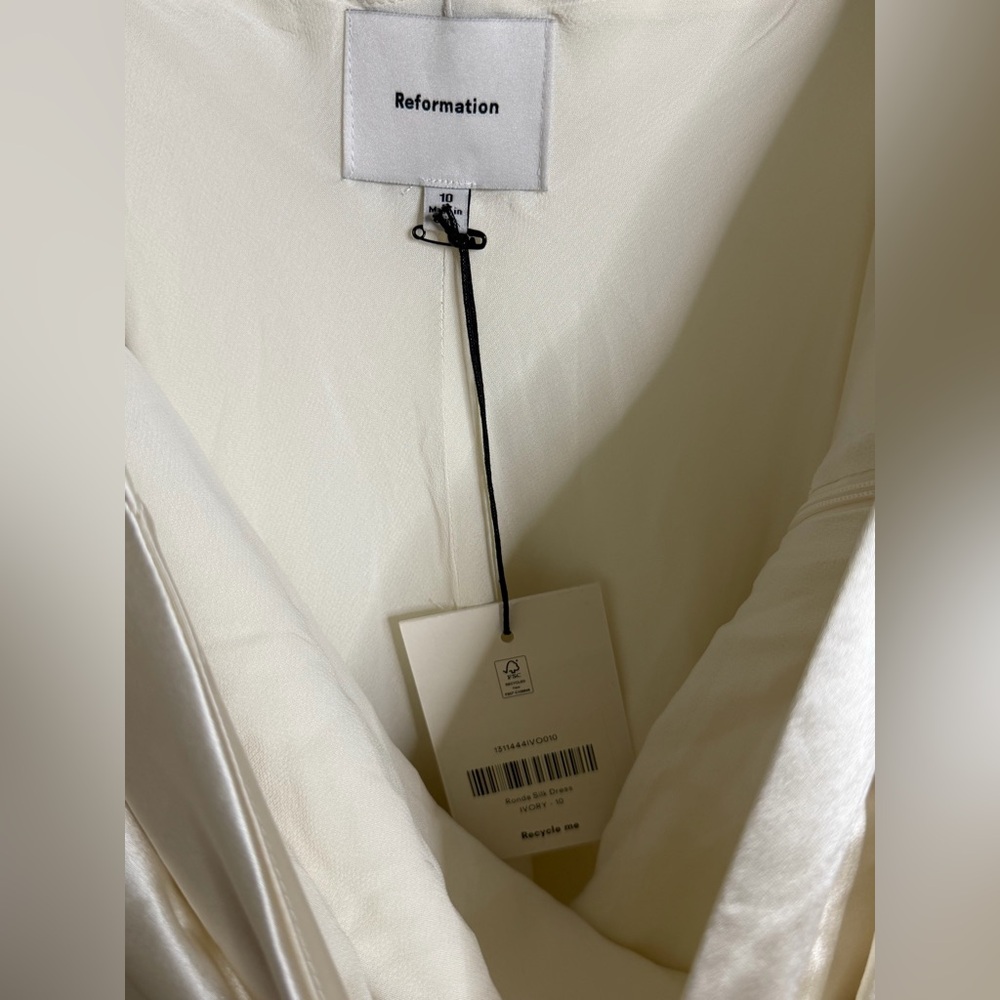 Reformation Ronda Silk Dress in Ivory - Picture 12 of 15